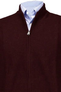 Royal Alpaca Double-Zip Cardigan Bomber Sweater Jacket in Wine Heather by Peru Unlimited