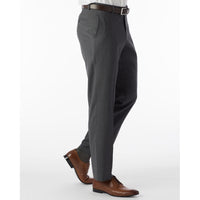 BIG FIT Super 120s Wool Gabardine Comfort-EZE Trouser in Medium Grey (Plain Front Model) by Ballin