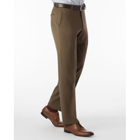 BIG FIT Super 120s Wool Gabardine Comfort-EZE Trouser in Saddle (Plain Front Model) by Ballin