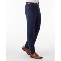 BIG FIT Super 120s Wool Gabardine Comfort-EZE Trouser in Mariner (Plain Front Model) by Ballin