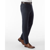 BIG FIT Super 120s Wool Gabardine Comfort-EZE Trouser in Navy Mix (Plain Front Model) by Ballin