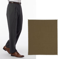 LONG FIT Super 120s Wool Gabardine Comfort-EZE Trouser in Saddle (Manchester Pleated Model) by Ballin