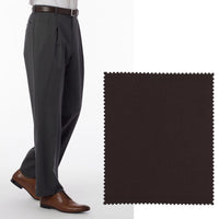 LONG FIT Super 120s Wool Gabardine Comfort-EZE Trouser in Brown (Manchester Pleated Model) by Ballin