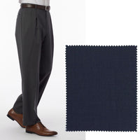 LONG FIT Super 120s Wool Gabardine Comfort-EZE Trouser in Navy Mix (Manchester Pleated Model) by Ballin