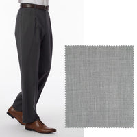 BIG FIT Super 120s Wool Gabardine Comfort-EZE Trouser in Pearl Grey (Manchester Pleated Model) by Ballin