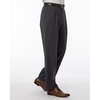 BIG FIT Super 120s Wool Gabardine Comfort-EZE Trouser in Medium Grey (Manchester Pleated Model) by Ballin