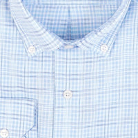 Performance Check Sport Shirt in Aqua and Blue by Scott Barber