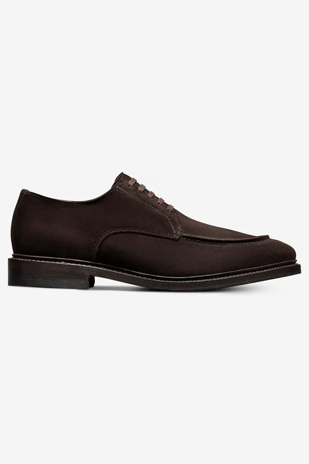 Rivington Apron-Toe Derby Dress Shoe in Bitter Chocolate Suede by Allen Edmonds