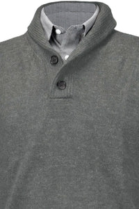 Royal Alpaca 2-Button Shawl Collar Sweater in Sky Grey Heather by Peru Unlimited
