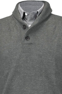 Royal Alpaca 2-Button Shawl Collar Sweater in Sky Grey Heather by Peru Unlimited
