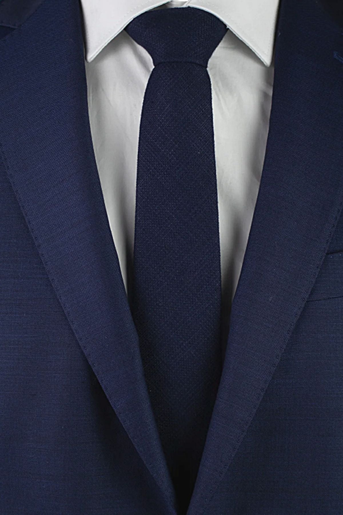 Hopsack Weave Cotton-Blend Necktie in Dark Navy by Dibi Menswear
