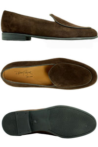 Primo Italian Suede Dress Loafer in Dark Brown by Alan Payne Footwear