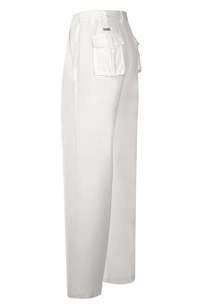 St. Barts Linen Blend Drawstring Pants in White by Weekender