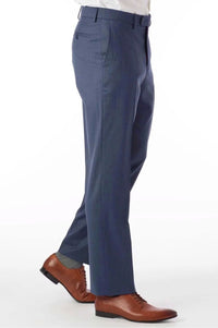 Super 130s Italian Luxury Ultimate Comfort Wool Tropical Flat Front Trouser in Blue Mix by 6 East by Ballin