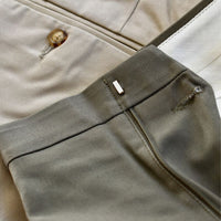 Cotton Twill Performance Dress Khaki in Olive, Size 38 Short Rise (Regent Plain Front) by Berle