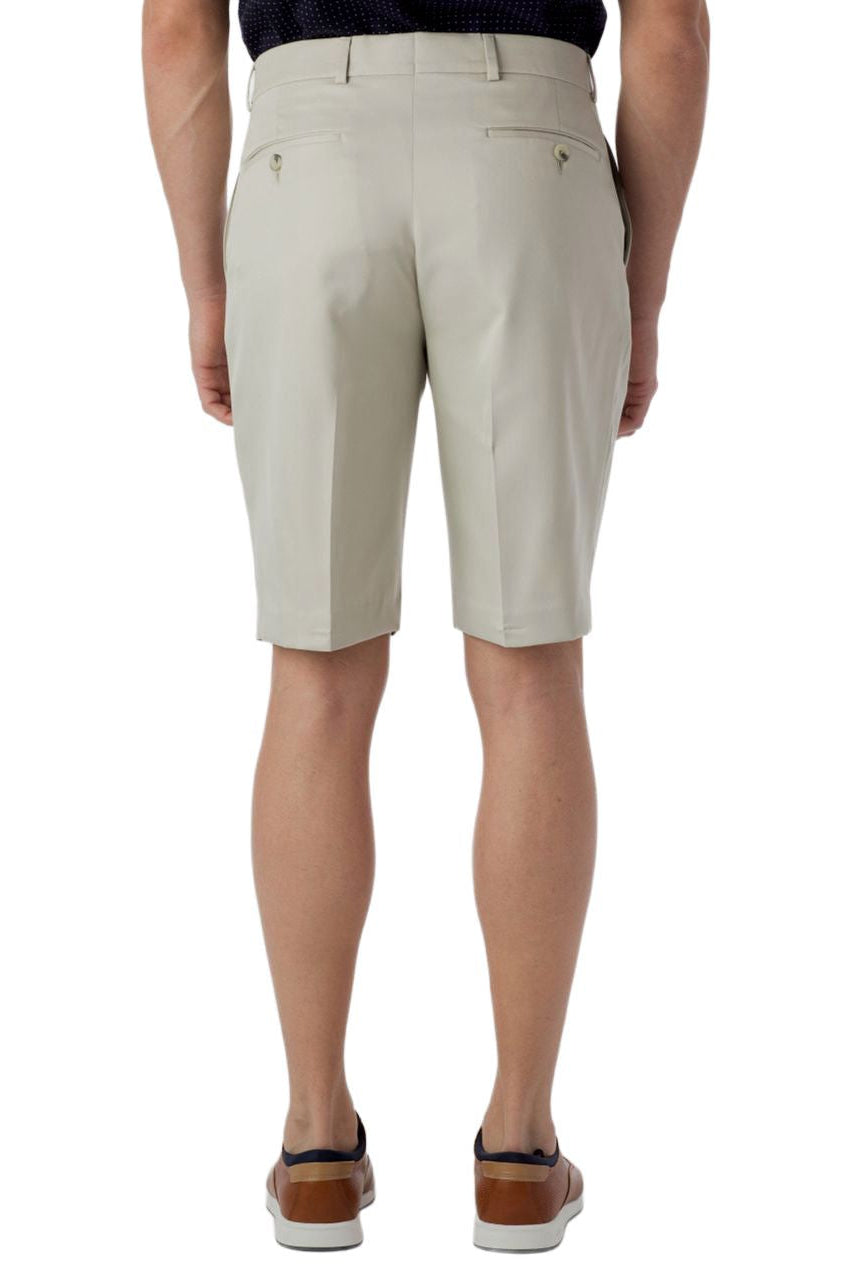 Micro Nano Travel Twill Performance Gabardine Plain Front Shorts in Cream (Nash Relaxed Fit) by Ballin