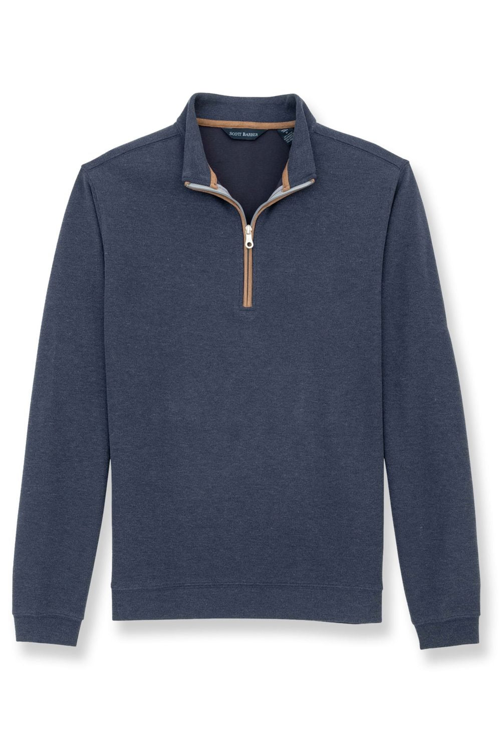 Stretch Heather Fleece Pullover in Navy by Scott Barber