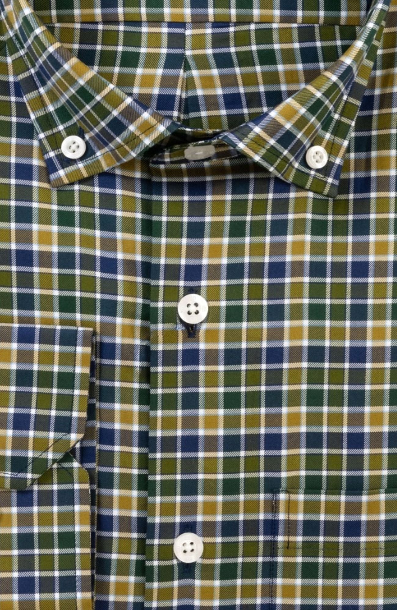 Prep Twill Check Long Sleeve Sport Shirt with Button Down Collar in Hunter Multi by Scott Barber