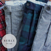 Stretch Wool Fancies Trouser in Black & White Plaid, Size 38 (Milan Double Reverse Pleat) by Berle