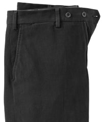 Italian Brushed Twill Luxury Flat Front Cotton Stretch Trouser in Coal (Houston Modern Fit) by 6 East by Ballin