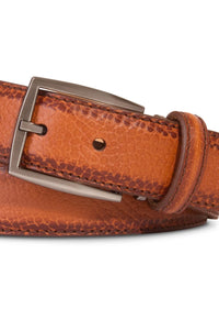 Italian Hand Burnished Scotch Grain Calfskin Belt in Tan by Brookes & Hyde