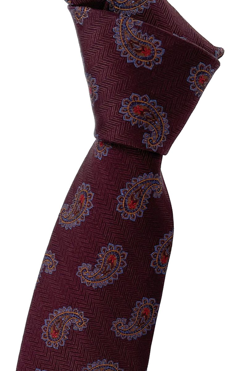 Burgundy, Brown, and Bronze Paisley'Best of Class' Woven Silk Tie by Robert Talbott