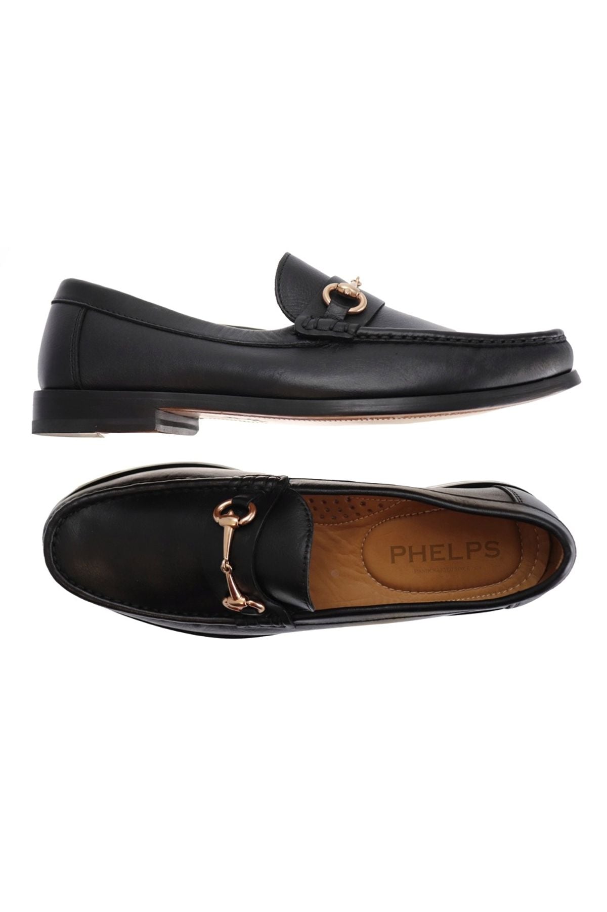 Phelps Interchangeable 'Bridge Bits®' Tubular English Moccasin Loafer in Black Calfskin by T.B. Phelps