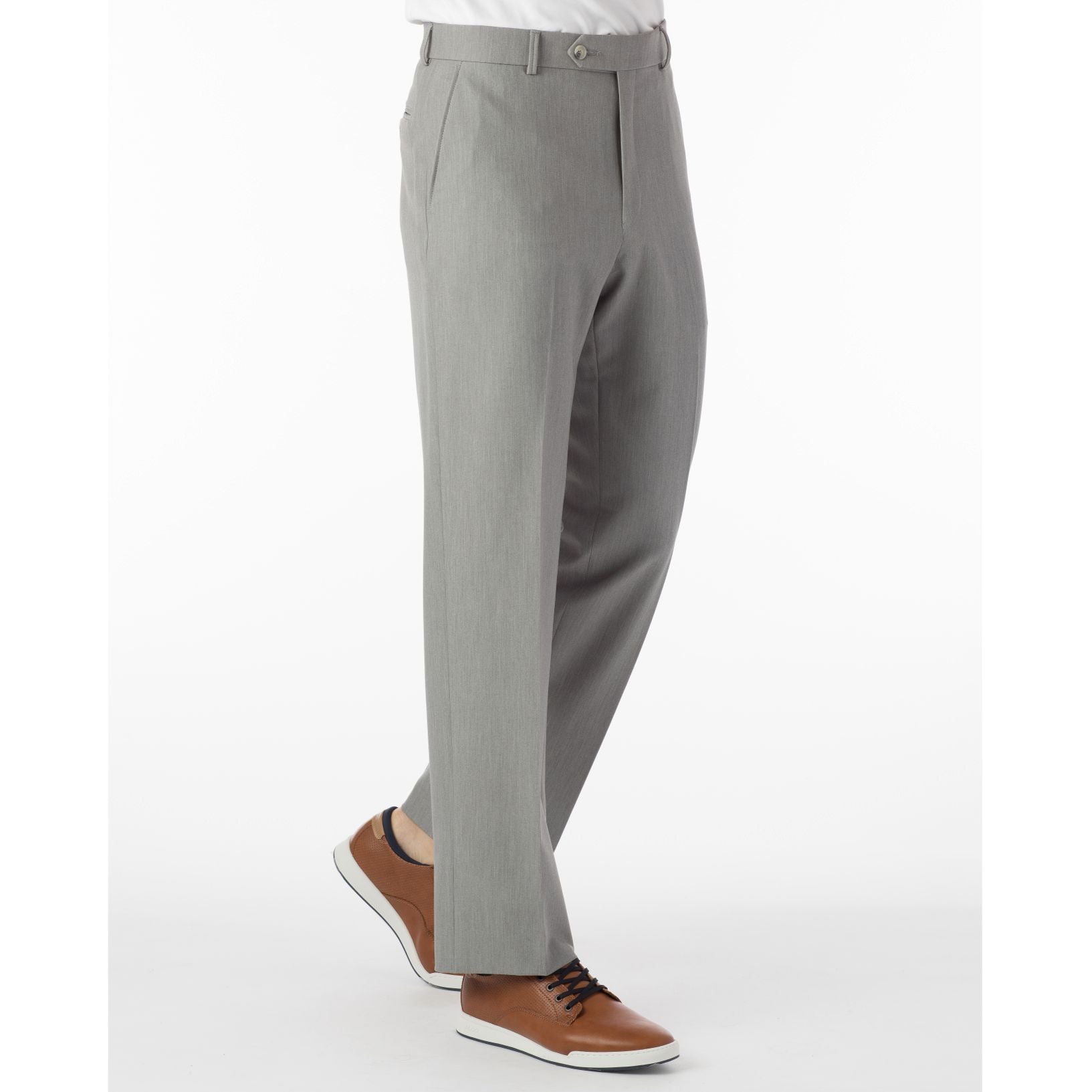 Comfort-EZE Commuter Bi-Stretch Gabardine Trouser in Pearl Grey, Size 38 (Dunhill Traditional Fit) by Ballin