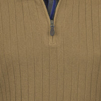 Baby Alpaca 'Links Stitch' Half-Zip Mock Neck Sweater in Wheat Heather by Peru Unlimited