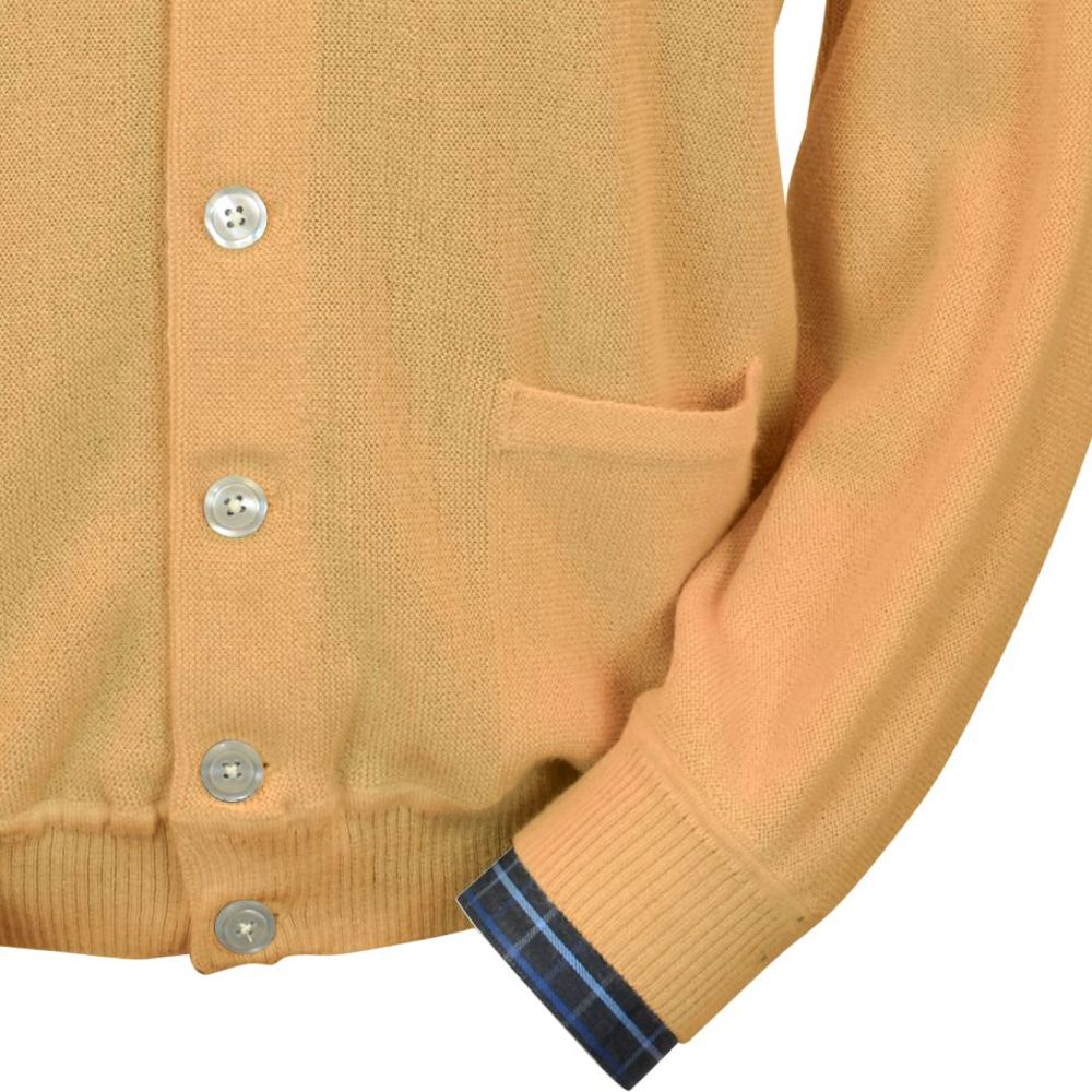 Baby Alpaca 'Links Stitch' V-Neck Cardigan Sweater in Melon by Peru Unlimited