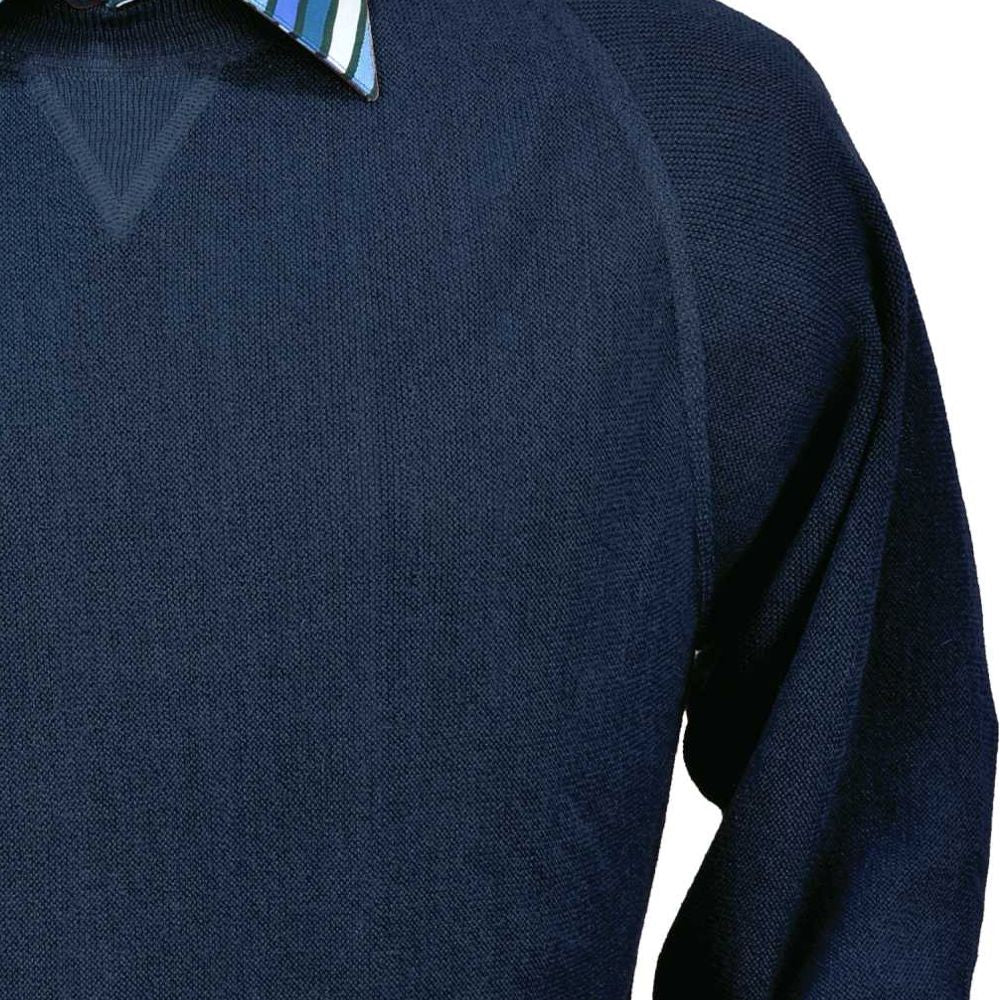 Baby Alpaca 'Links Stitch' Sweatshirt-Style Crew Neck Sweater in Midnight Blue (Size XX-Large) by Peru Unlimited