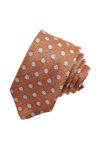 Cognac, Latte, and Sky Floral Mélange Italian Silk Woven Jacquard Tie by Dion Neckwear