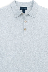 Fine Gauge Bouclé Knit Polo in Silver by Scott Barber