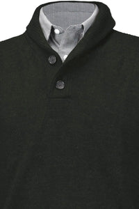 Royal Alpaca 2-Button Shawl Collar Sweater in Hunter Green Heather by Peru Unlimited