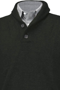 Royal Alpaca 2-Button Shawl Collar Sweater in Hunter Green Heather by Peru Unlimited
