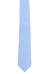 Churchill Chambray Polka Dot Linen and Silk Blend Tie in Light Blue by Trafalgar