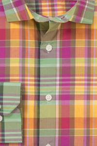 Weekend Plaid Cotton Sport Shirt in Sage and Berry Multi by Scott Barber