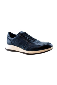 32 Austin Gator Embossed Calfskin Sneaker in Navy by T.B. Phelps