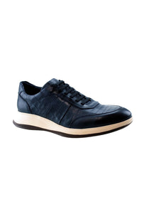 32 Austin Gator Embossed Calfskin Sneaker in Navy by T.B. Phelps