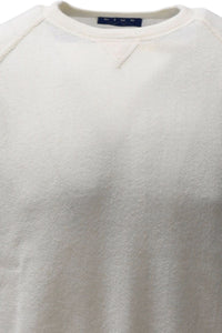 Baby Alpaca Links Knit Raglan Sleeve Sweatshirt-Style Sweater in Off White by Blue 1899