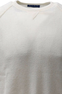 Baby Alpaca Links Knit Raglan Sleeve Sweatshirt-Style Sweater in Off White by Blue 1899