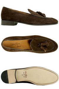 Porto Italian Suede Tassel Loafer in Brown by Alan Payne Footwear