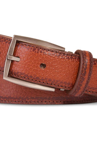 Italian Hand Burnished Scotch Grain Calfskin Belt in Cognac by Brookes & Hyde
