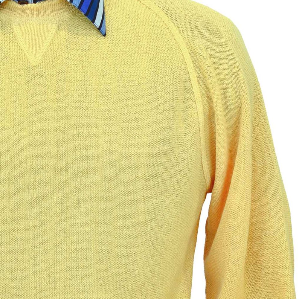 Baby Alpaca 'Links Stitch' Sweatshirt-Style Crew Neck Sweater in Yellow by Peru Unlimited