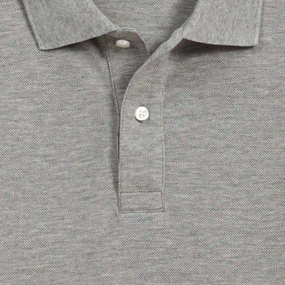 Pima Pique Short Sleeve Two-Button Polo in Grey Heather by Scott Barber