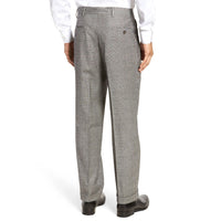 Stretch Wool Fancies Trouser in Black & White Plaid, Size 38 (Milan Double Reverse Pleat) by Berle