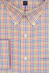 'Gideon' Spring Multi Gingham Long Sleeve Beyond Non-Iron® Cotton Sport Shirt (Tailored Fit) by Batton
