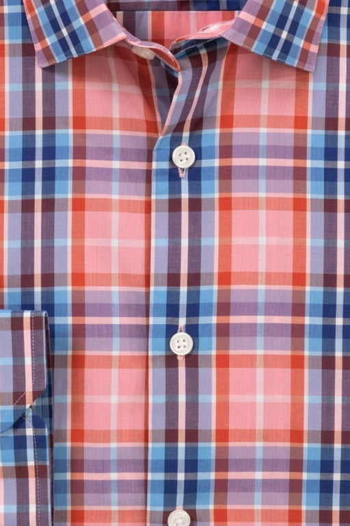 Weekend Plaid Cotton Sport Shirt in Berry and Blue Multi by Scott Barber