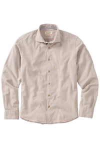 Italian Double-Faced Honeycomb Brushed Cotton Long-Sleeve Sport Shirt in Beige by Borgo28