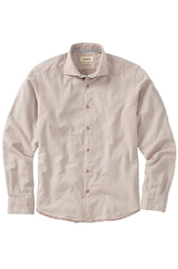 Italian Double-Faced Honeycomb Brushed Cotton Long-Sleeve Sport Shirt in Beige by Borgo28